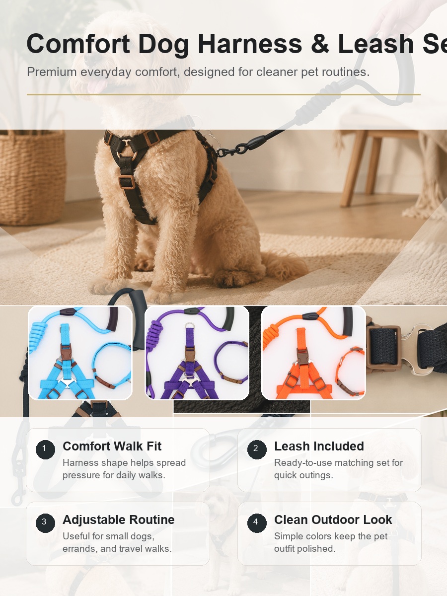 Comfort Dog Harness & Leash Set rich product detail